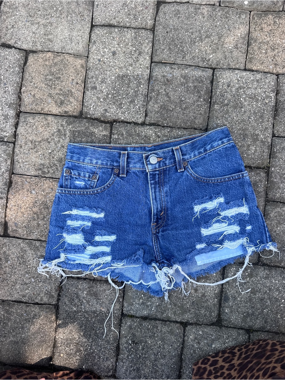 Levi's Distressed Blue Denim Cutoff Shorts